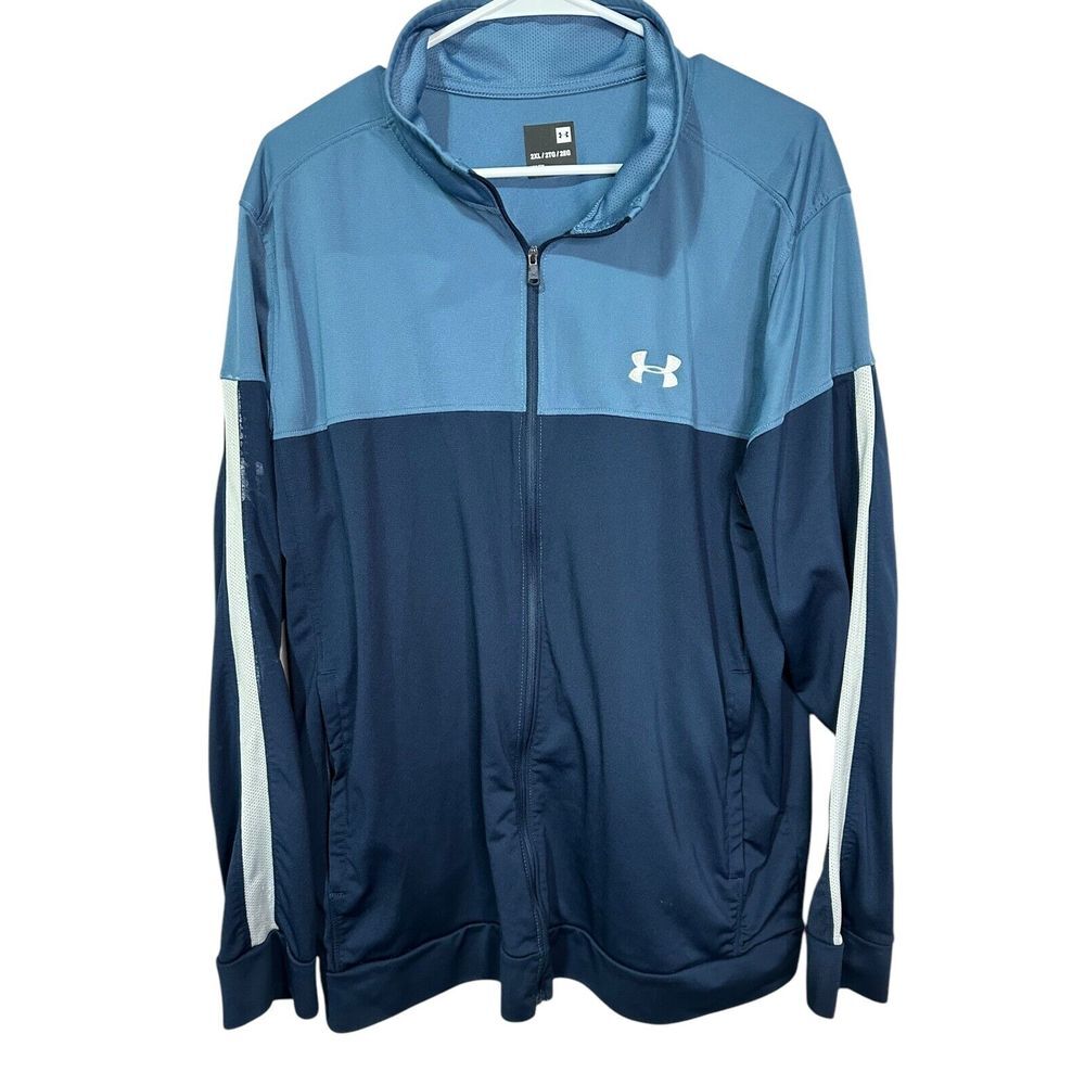 Under Armour Men's Jacket Blue Colorblock Full Zip Lightweight Pocket Size 2XL - Picture 1 of 13